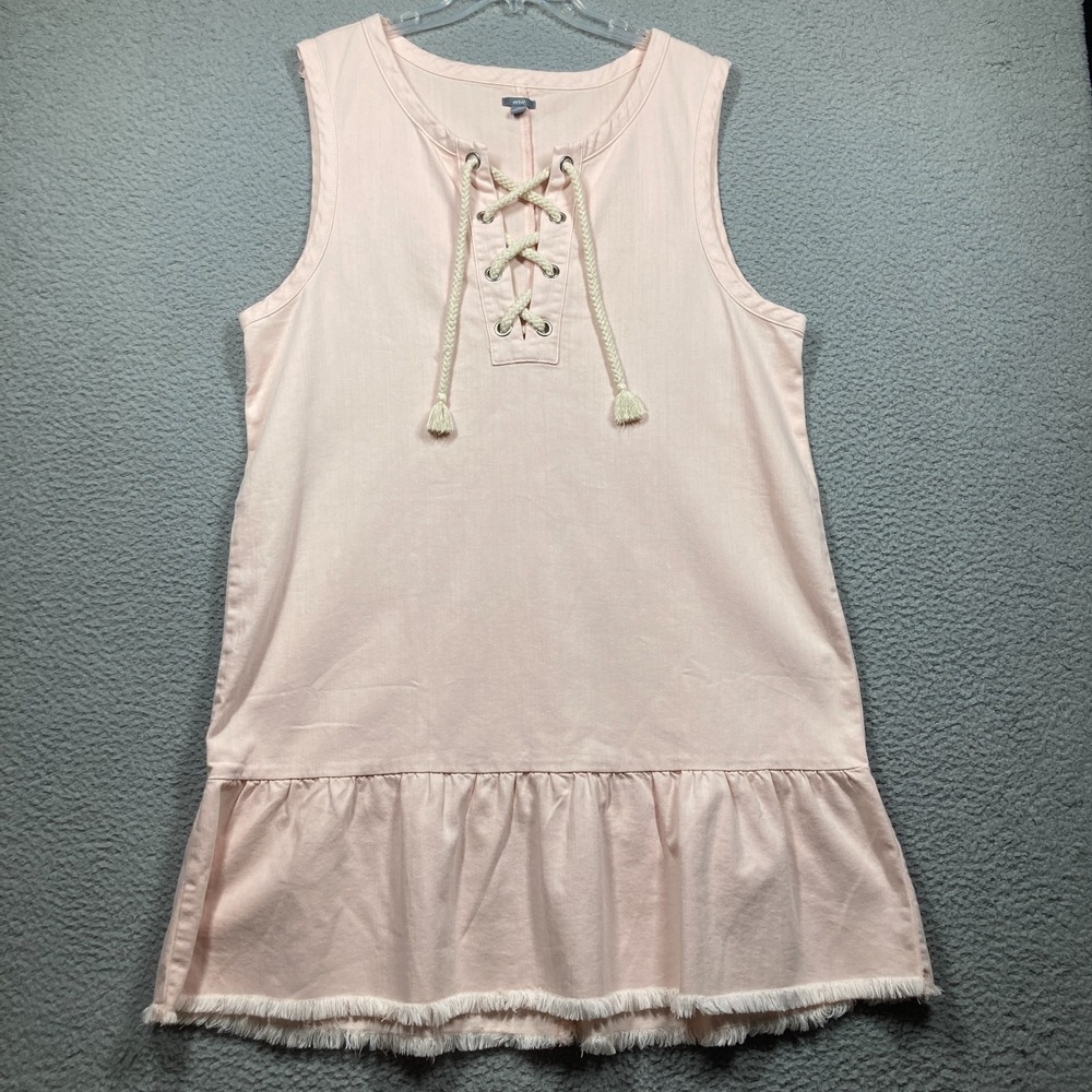 Aerie Jumper Dress Womens XL Light Pink Sleeveless Knee Length Raw Hem Coquette
